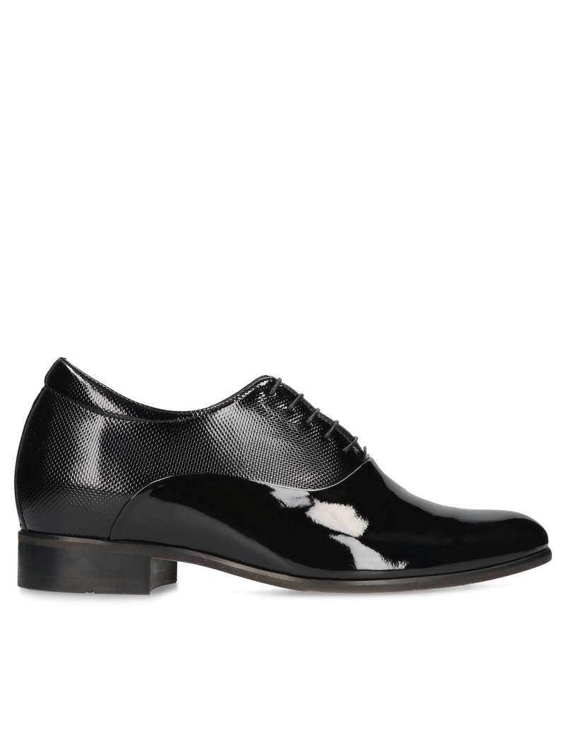 Black elevator shoes Dustin + 7 cm, Conhpol - Polish production, Elevator shoes, CH0437-01, Konopka Shoes