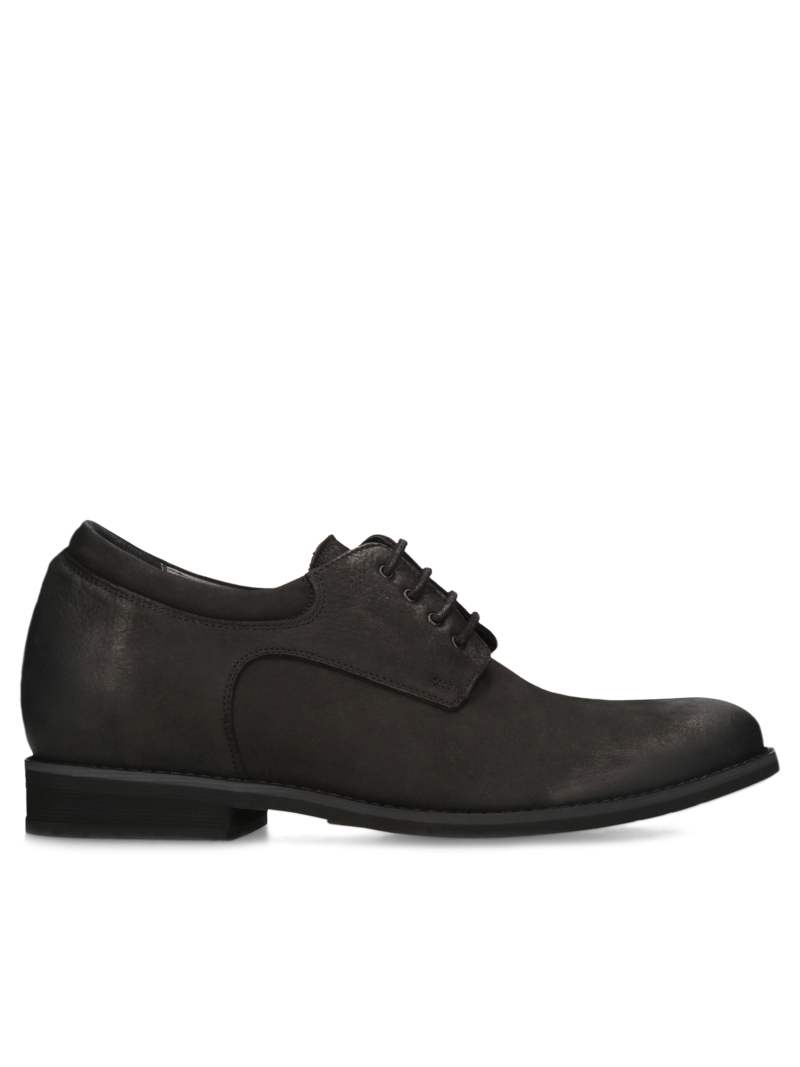 Black casual, elevator shoes Wolter +7 cm, Conhpol - Polish production, Derby, CH0472-02, Konopka Shoes