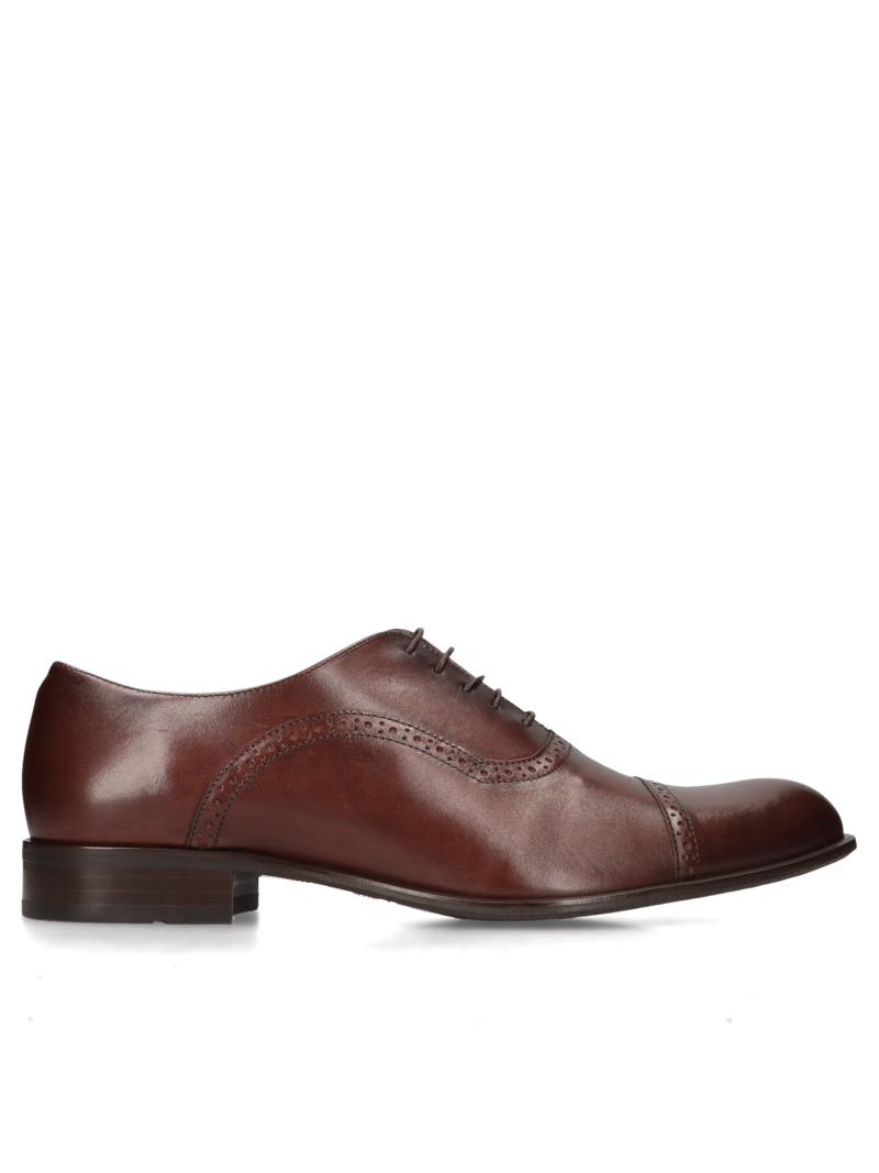 Brown shoes Karl, Conhpol - Polish production, Oxfordy, CE6100-01, Konopka Shoes