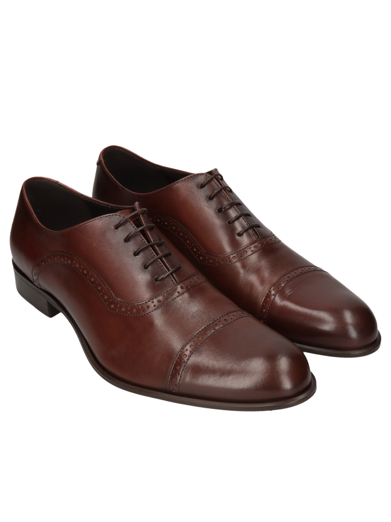 Brown shoes Karl, Conhpol - Polish production, Oxfordy, CE6100-01, Konopka Shoes