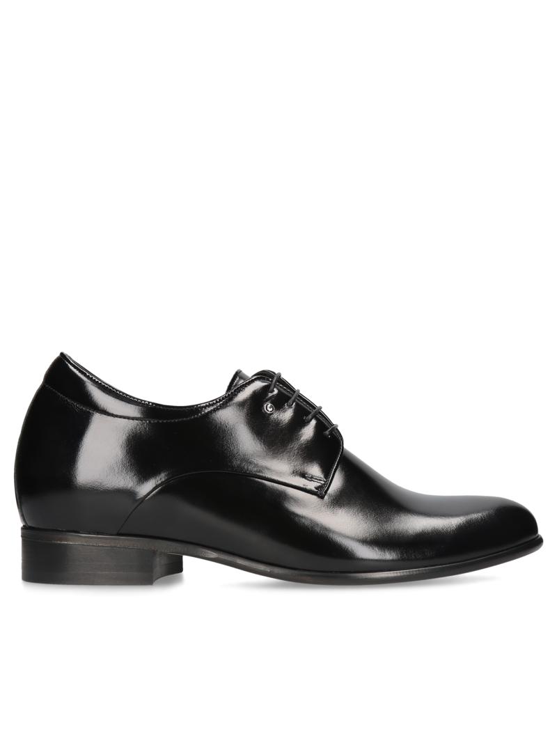 Black elegant elevator shoes, Derby, Conhpol - Polish production, CH3510-01, Konopka Shoes