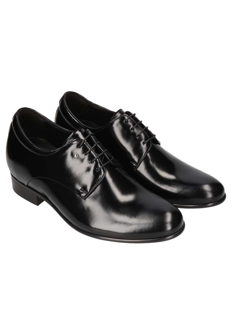 Black elegant elevator shoes, Derby, Conhpol - Polish production, CH3510-01, Konopka Shoes