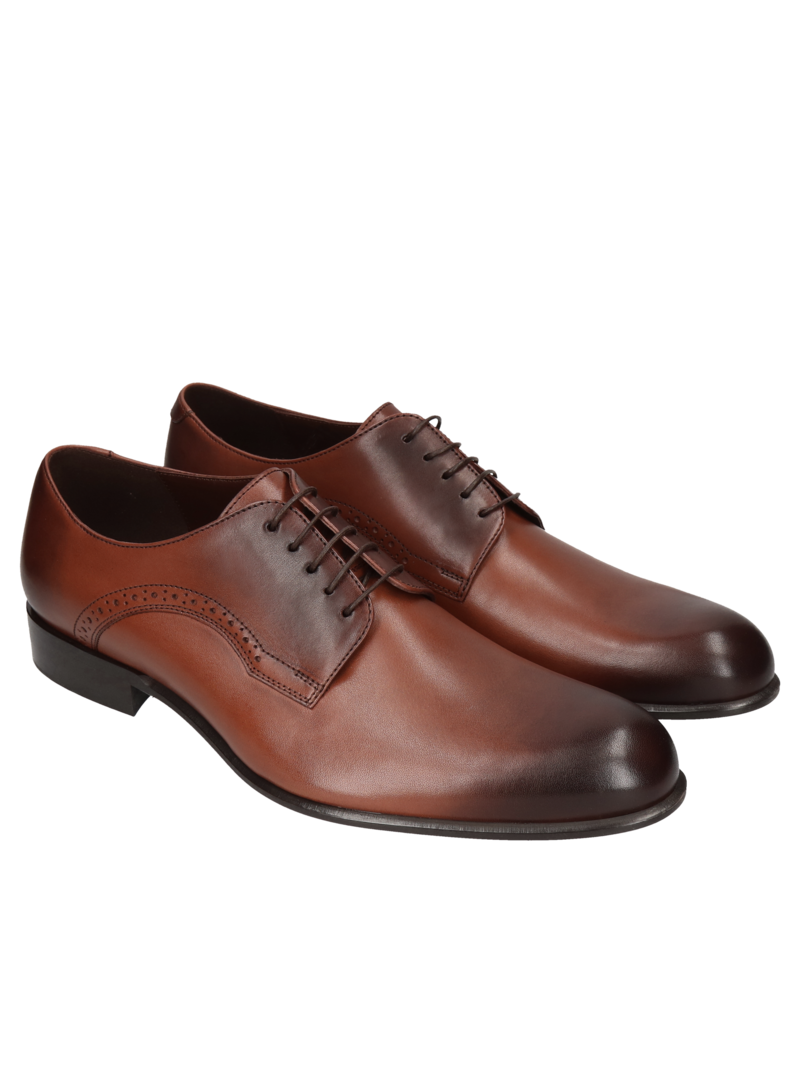 Brown shoes Karl, Conhpol - Polish production, Derby, CE6099-02, Konopka Shoes