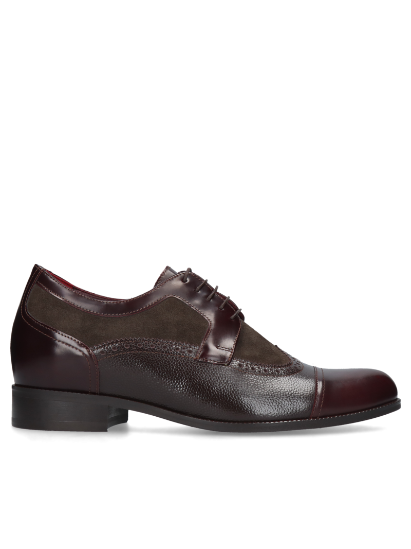 Maroon-brown elevator shoes Bruce +7 cm, Conhpol, Konopka Shoes