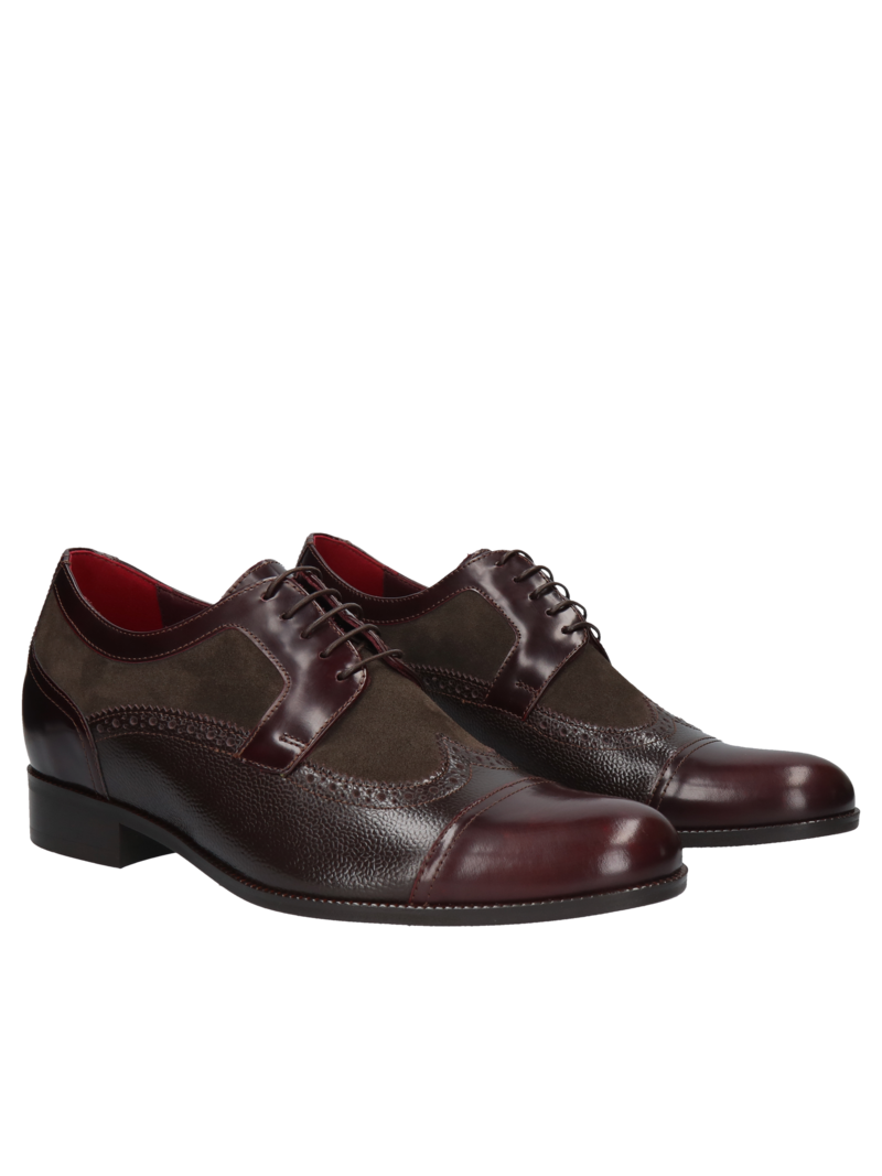 Maroon-brown elevator shoes Bruce +7 cm, Conhpol, Konopka Shoes