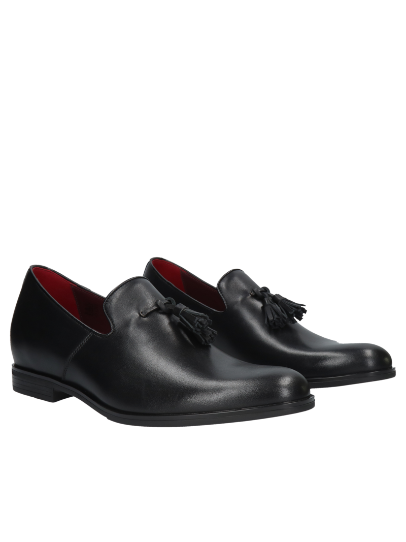 Black elegant elevator shoes, Loafers and moccasins, Conhpol - Polish production, CH6178-01, Konopka Shoes