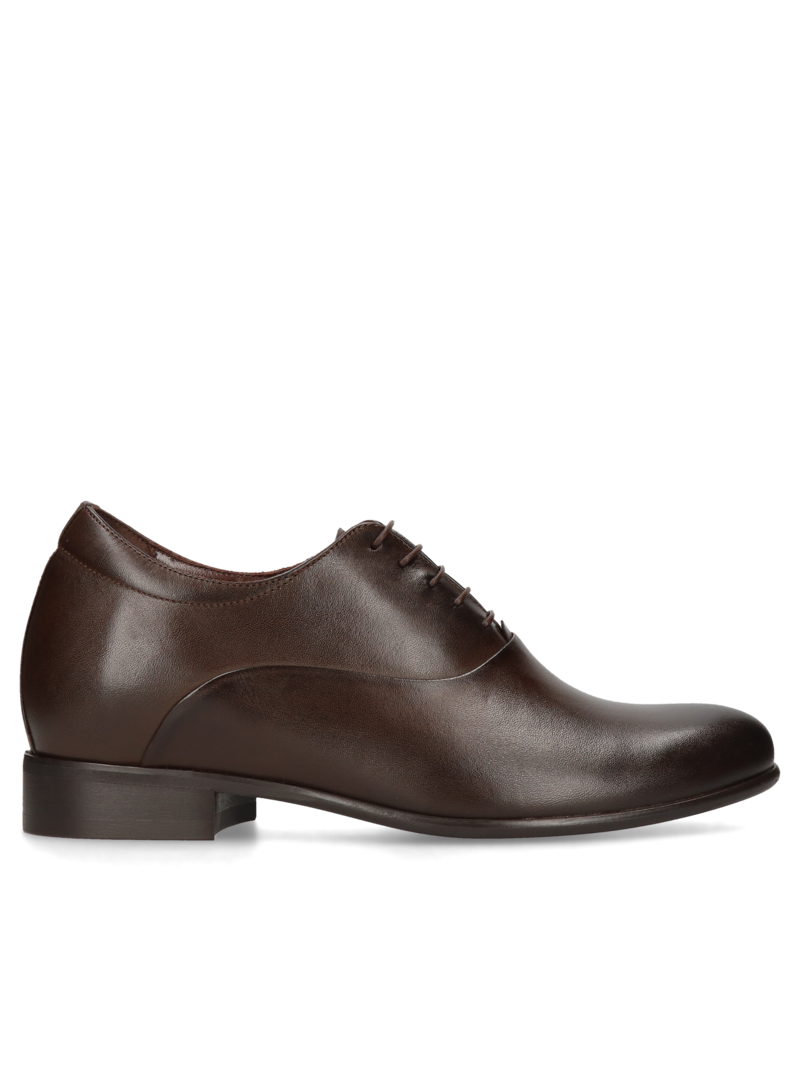 Brown elegant elevator shoes, leather oxfords, Conhpol, Konopka Shoes