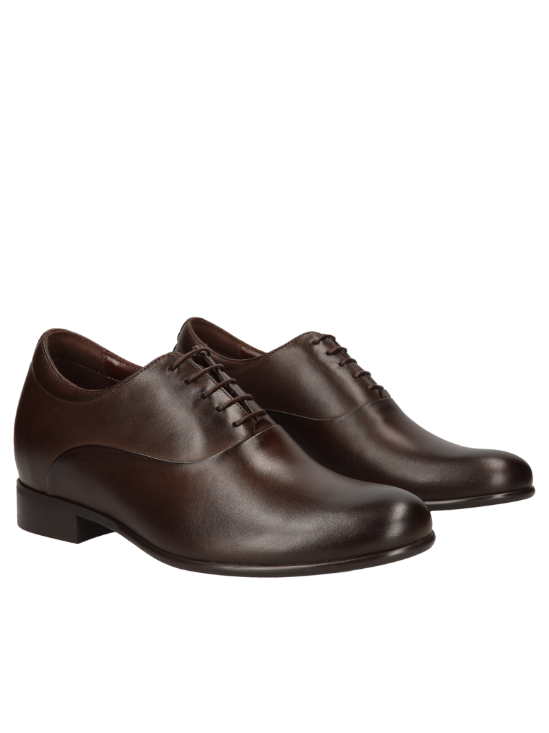 Brown elegant elevator shoes, leather oxfords, Conhpol, Konopka Shoes