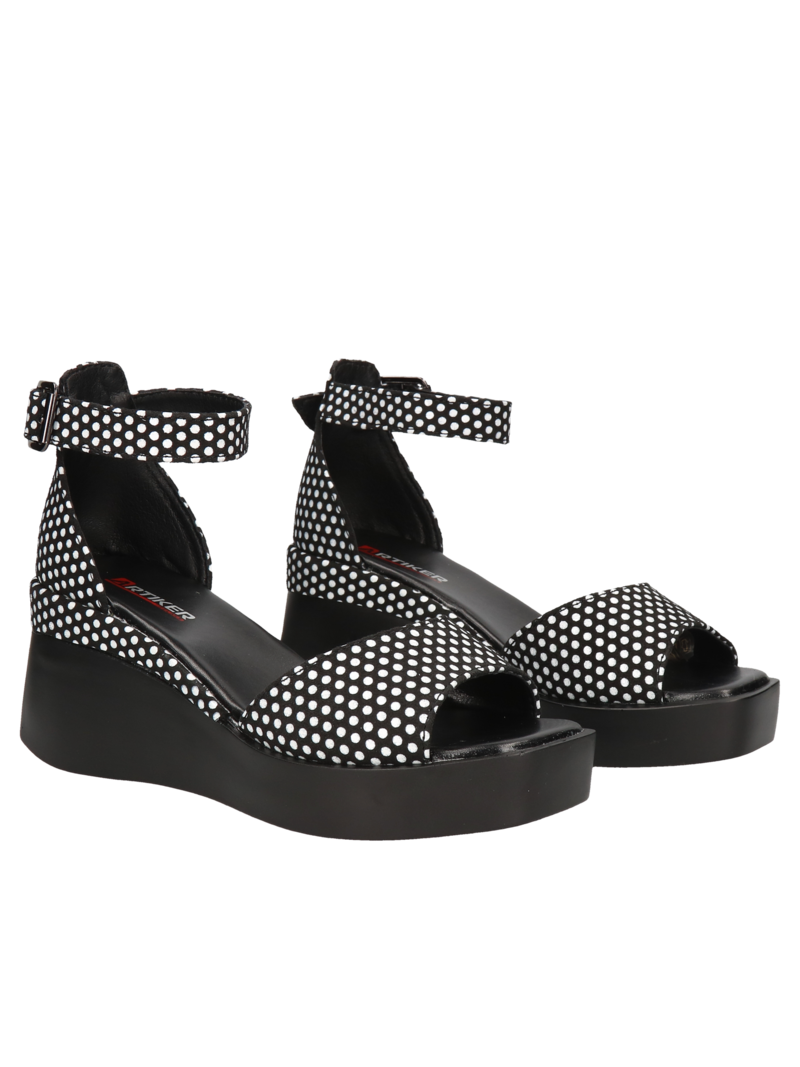 Black polka dot sandals Mira, Artiker, Konopka Shoes