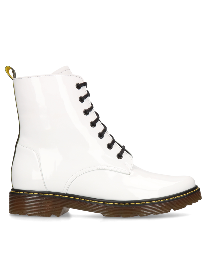 White combat boots Marion, Conhpol Relax - Polish production, Biker & worker boots, RE2618-02, Konopka Shoes