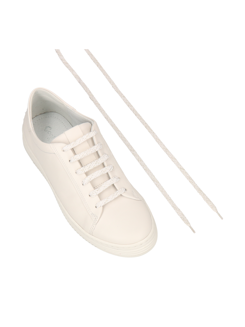 White shoelaces with gold thread for sports shoes, DO0058-01, Konopka Shoes