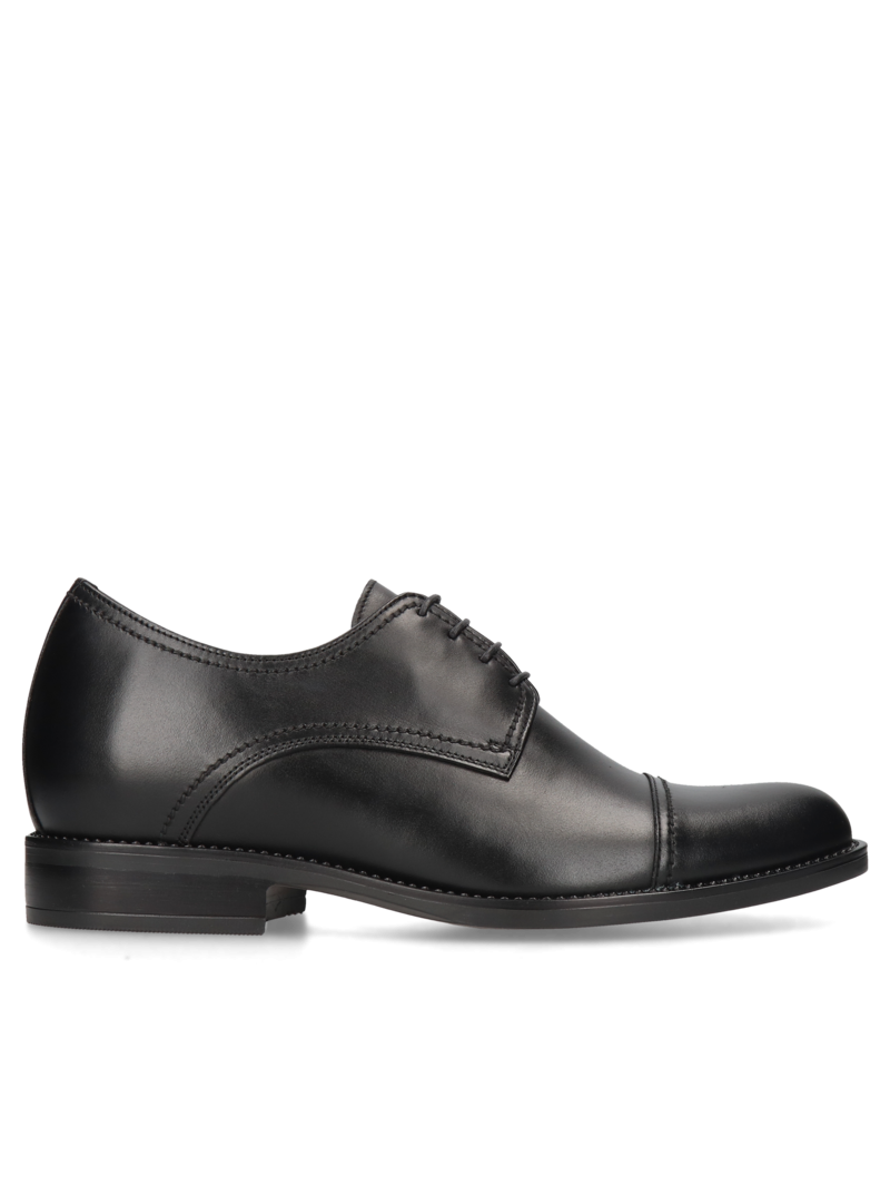 Black elegant elevator shoes, Derby, Conhpol - Polish production, CH6204-01, Konopka Shoes