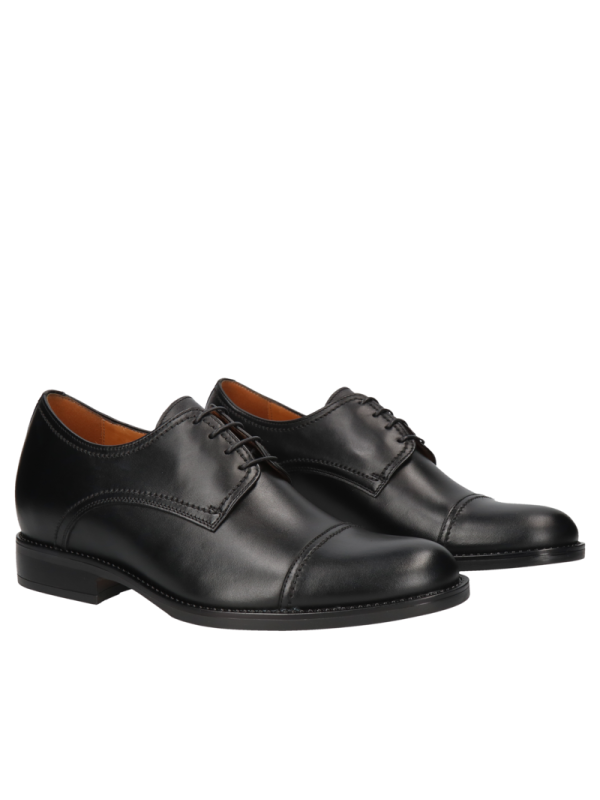Black elegant elevator shoes, Conhpol - Polish production