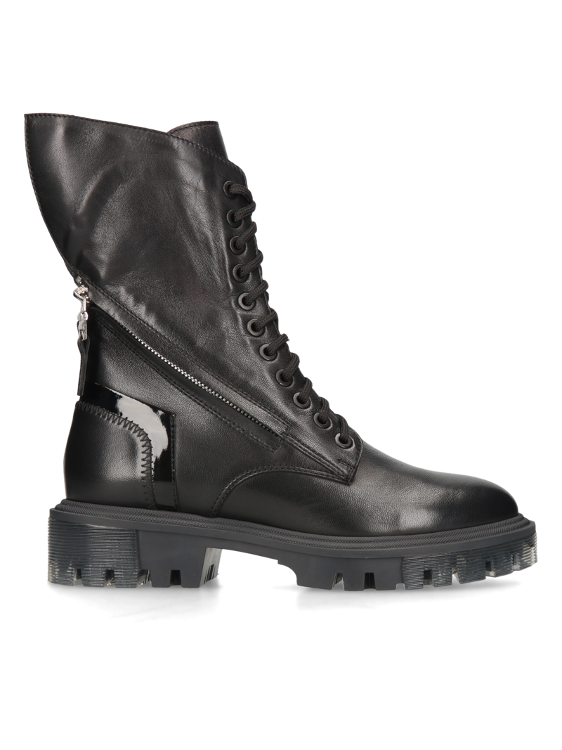 Black boots Twiggy, Conhpol Bis - Polish production, Biker & worker boots, BK5668-01, Konopka Shoes