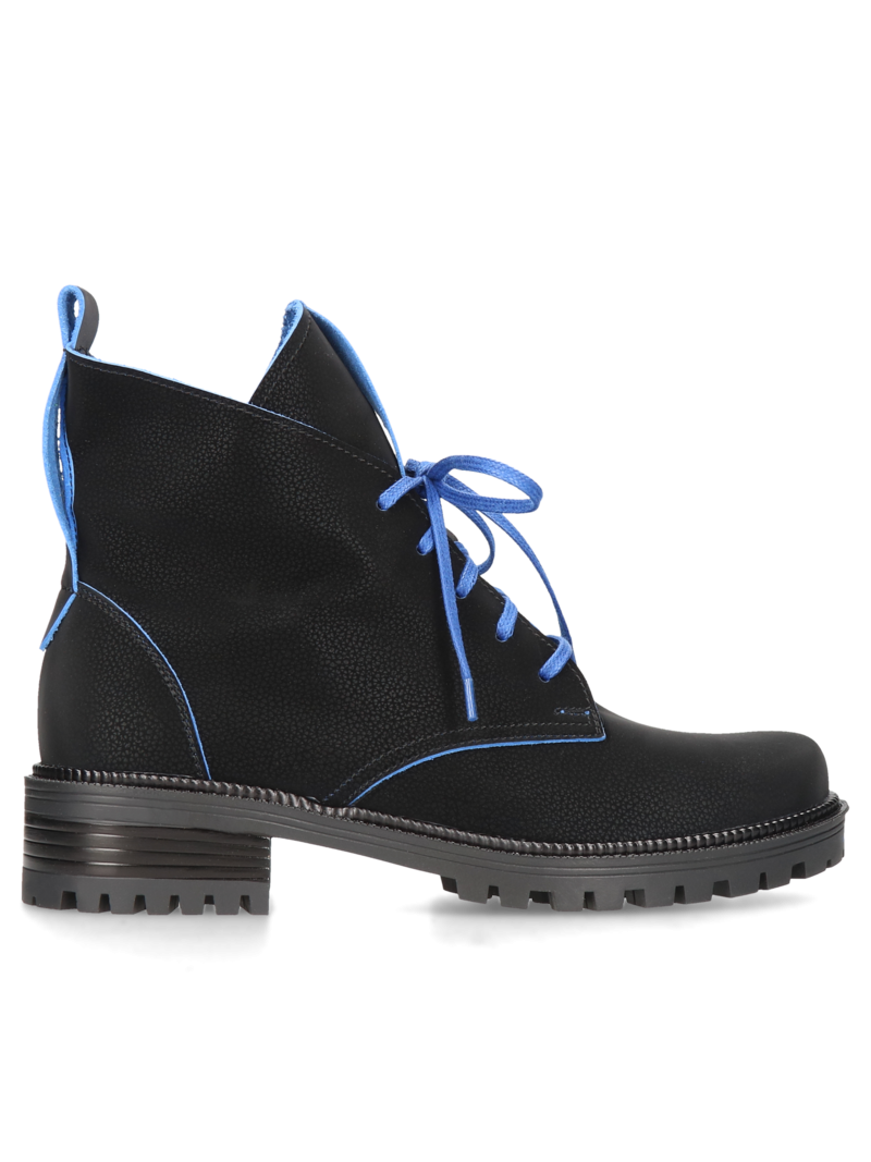 Black and blue boots Peppy, Conhpol Relax - Polish production, Biker & worker boots, RE2630-01, Konopka Shoes