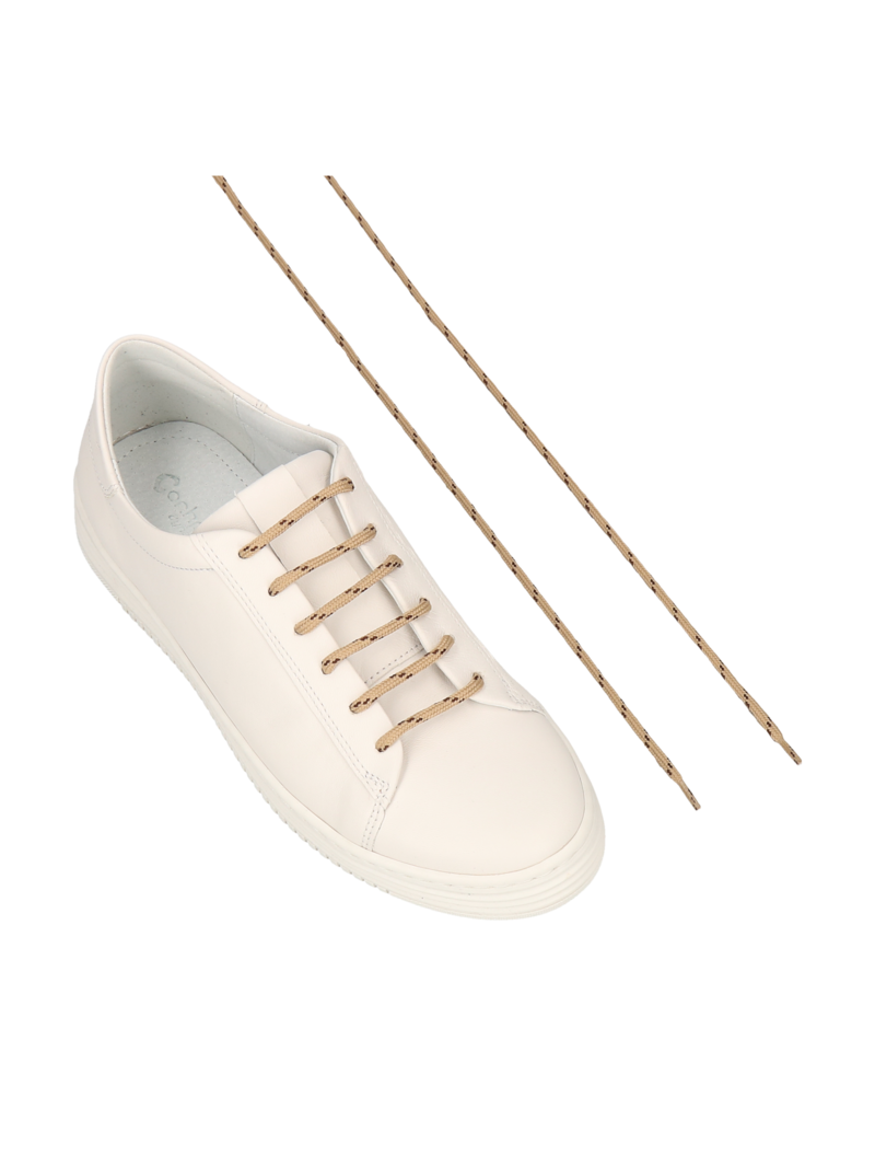 Beige round cotton shoelaces 80 cm, Konopka Shoes