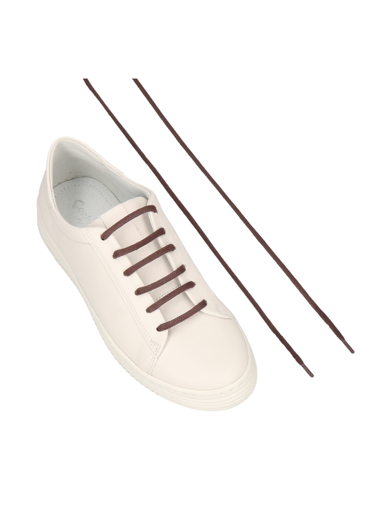Brown flat cotton waxed shoelaces 120 cm, DO0066-01, Konopka Shoes