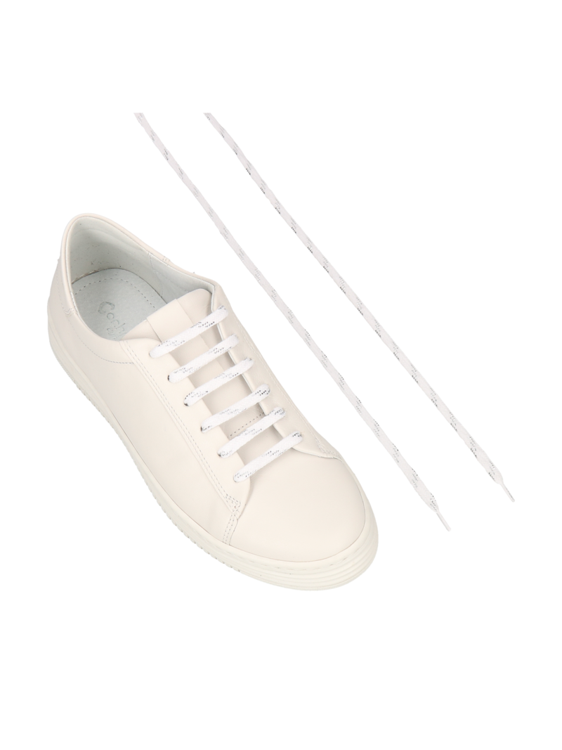 White cotton flat laces thin 85 cm, DO0067-01, Konopka Shoes
