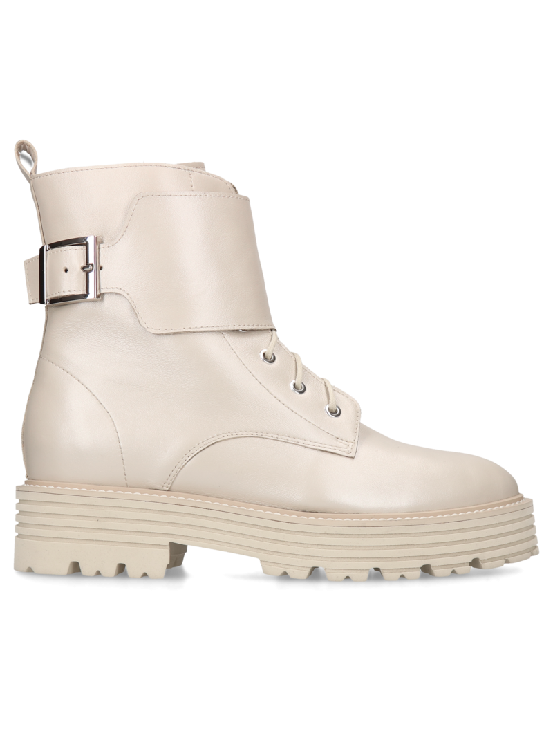 Beige boots Cornelie, Conhpol Bis - Polish production, Biker & worker boots, BK5674-01, Konopka Shoes