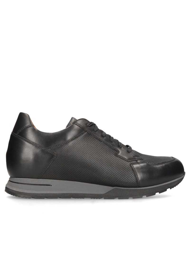 Black elevator sneakers Cyrus +7 cm, Conhpol Dynamic - Polish production, Sneakers, SH2601-01, Konopka Shoes