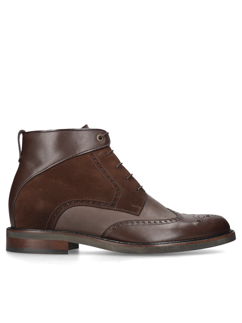 Brown elevator shoes Brus II +7 cm, Conhpol - Polish production, Boots, CH6242-01, Konopka Shoes