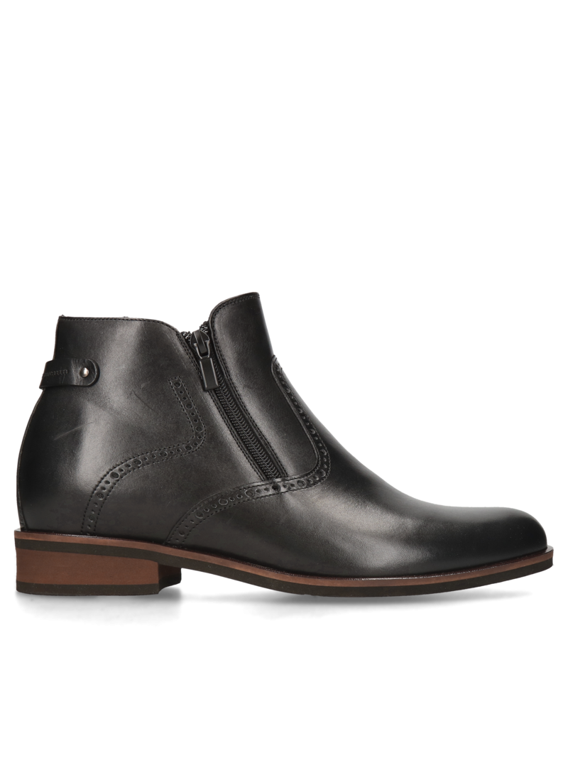 Black elevator shoes Brus II +7 cm, Conhpol - Polish production, Boots, CH6244-01, Konopka Shoes