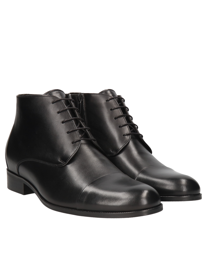 Insulated winter boots, black leather heightening boots, Polish leather footwear manufacturer