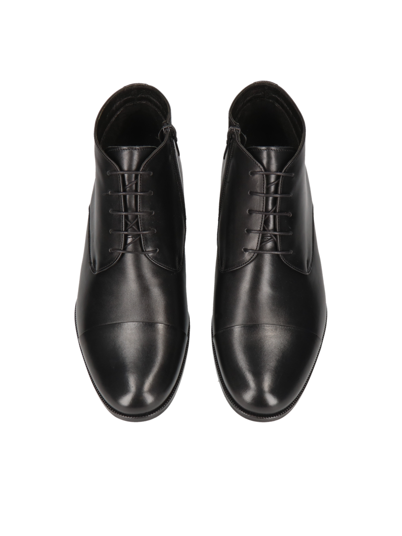 Insulated winter boots, black leather heightening boots, Polish leather footwear manufacturer