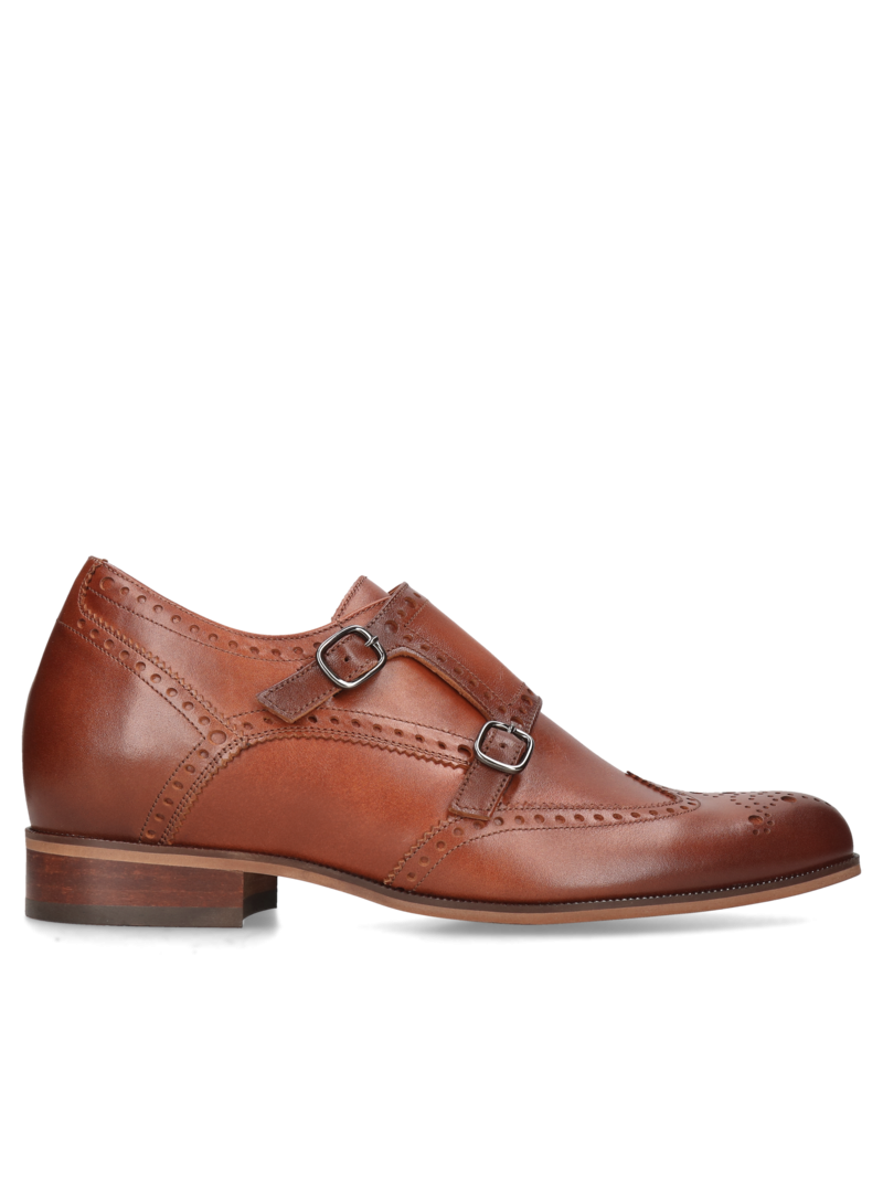 Brown elevator shoes Bruce +7 cm, Conhpol- Polish production, Monks, CH6203-02, Konopka Shoes