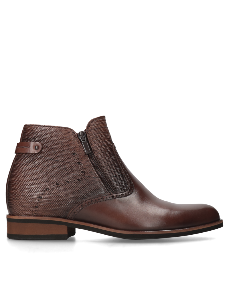 Brown elevator shoes Brus II +7 cm, Conhpol - Polish production, Boots, CH6244-02, Konopka Shoes