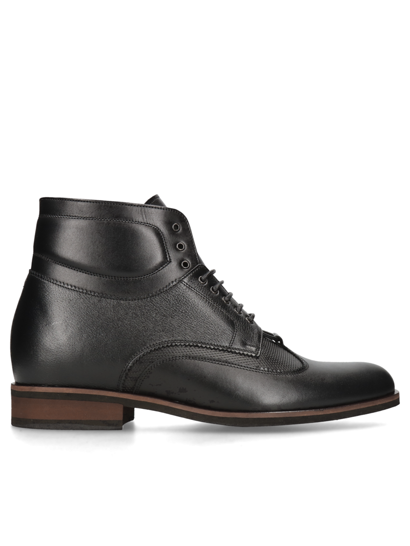 Black elevator shoes Brus II +7 cm, Conhpol - Polish production, Boots, CH6249-01, Konopka Shoes