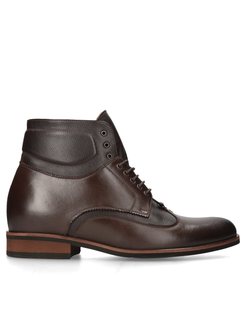 Brown elevator shoes Brus II +7 cm, Conhpol - Polish production, Boots, CH6249-02, Konopka Shoes