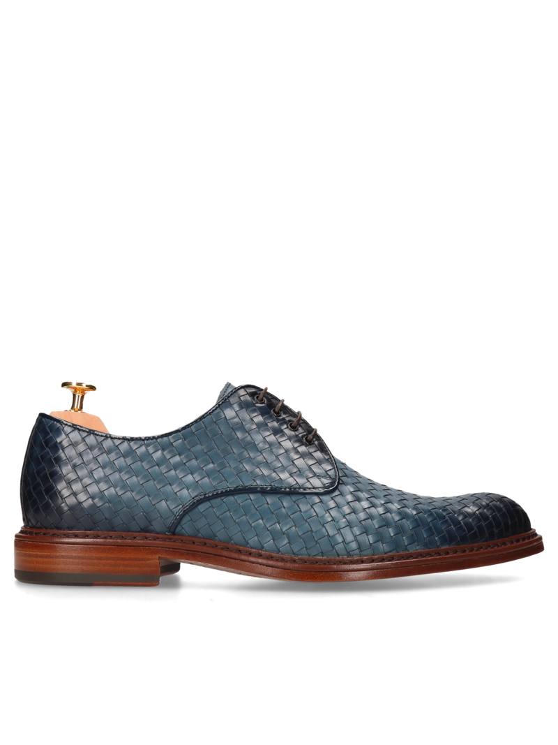 Navy blue shoes Harry  - Gold Collection, Conhpol - Polish production, Derby, CG0282-07, Konopka Shoes