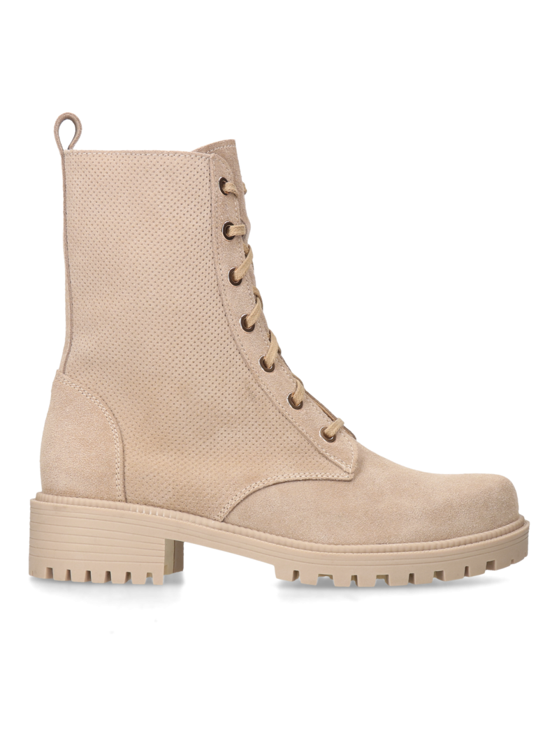 Beige boots Peppy, Conhpol Relax - polish production, Biker & worker boots, RE2613-02, Konopka Shoes