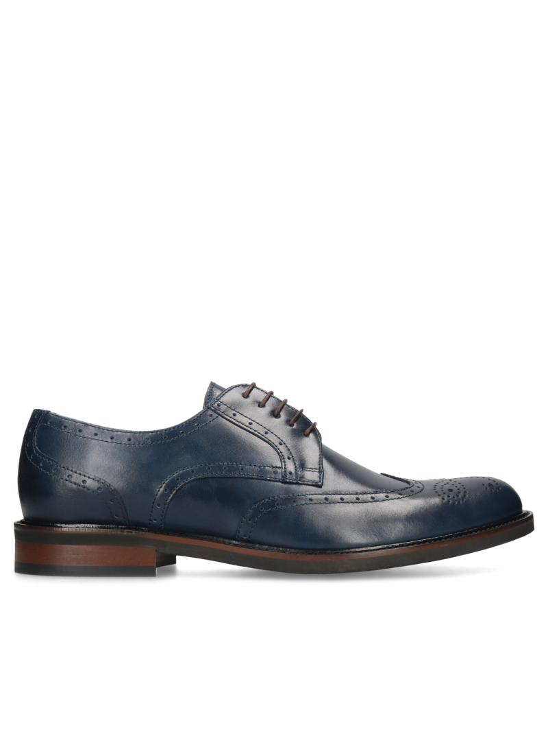 Navy blue casual, shoes Oscar, Conhpol - Polish production, Brogues, CE6261-01, Konopka Shoes