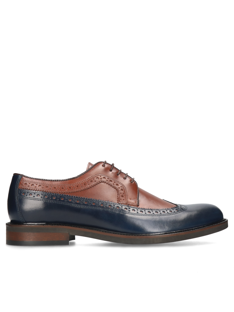 Brown and navy blue casual, shoes Oscar, Conhpol - Polish production, CE6259-02, Derby, Konopka Shoes