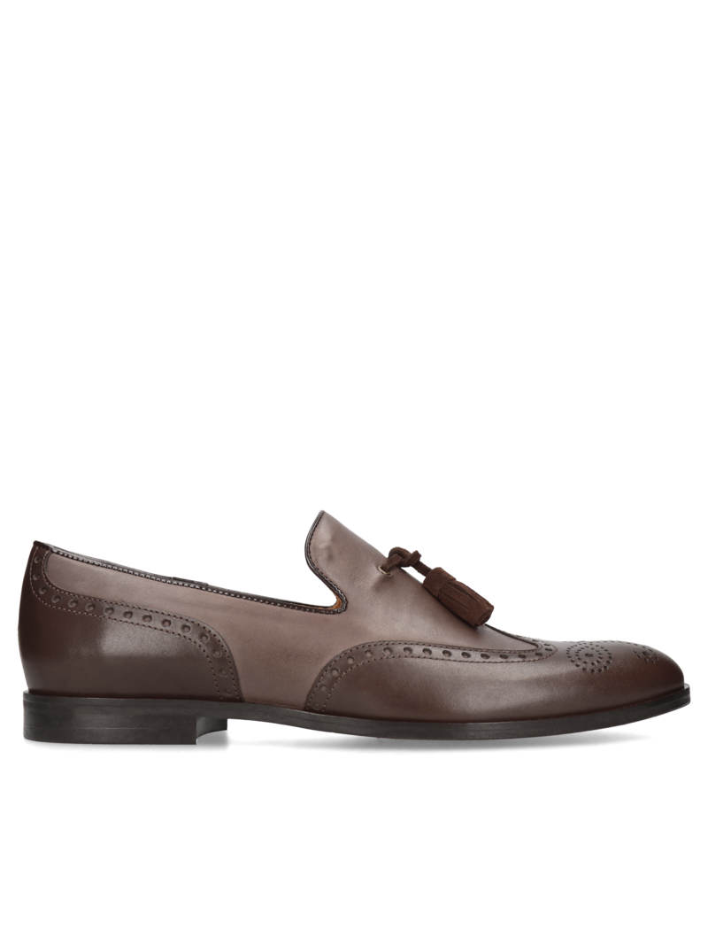 Brown casual, loafers Hugo, Conhpol - Polish production, Loafers & Moccasins, CE6265-03, Konopka Shoes
