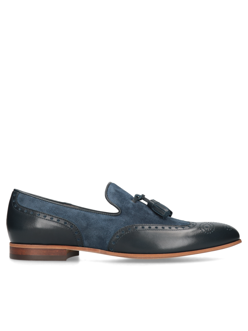 Navy blue casual, loafers Hugo, Conhpol - Polish production, Loafers & Moccasins, CE6270-01, Konopka Shoes