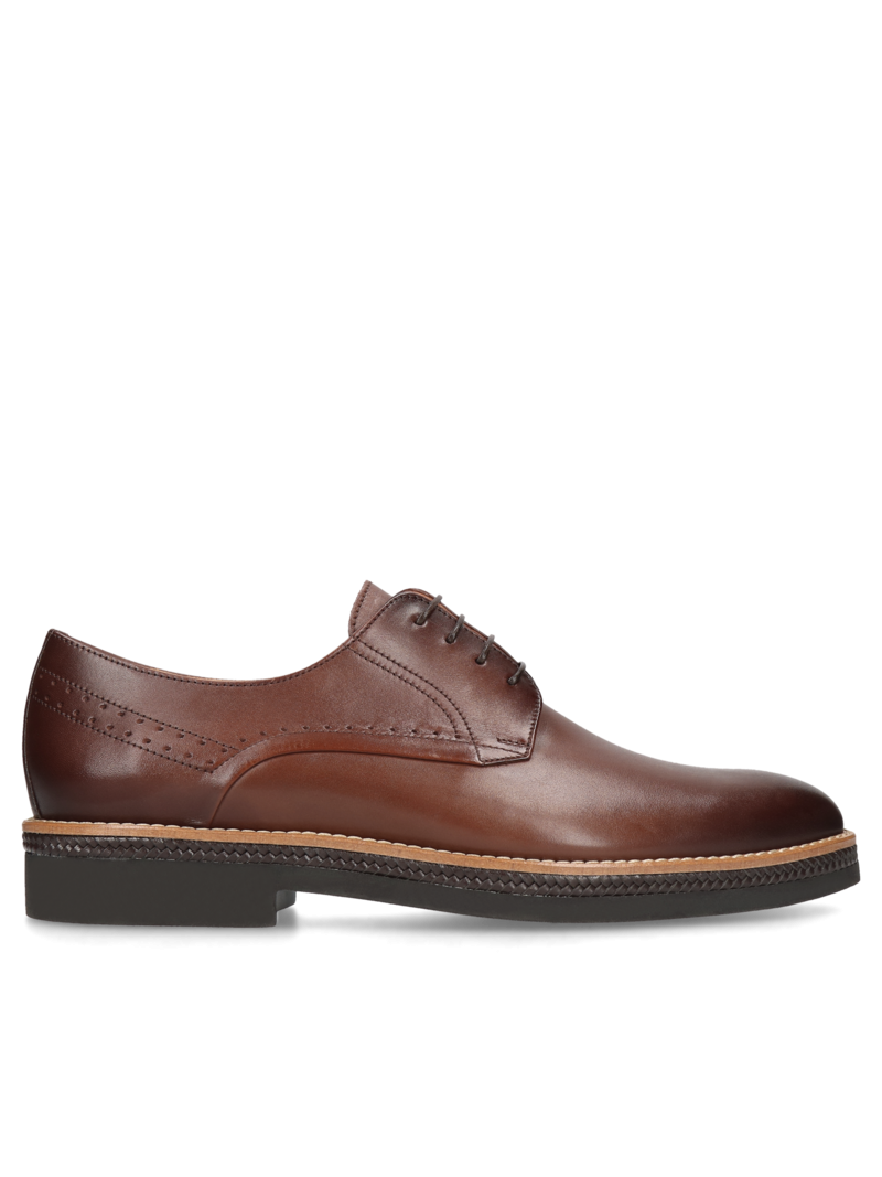 Brown casual, shoes Hugo, Conhpol - Polish production, Derby, CE6272-01, Konopka Shoes