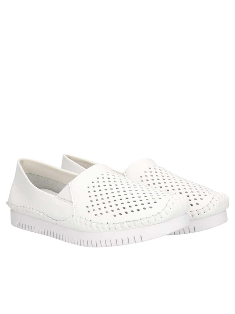 White shoes Allison, Moccasins & loafers, HB0108-01, Konopka Shoes