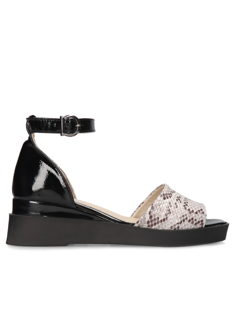 Black and white sandals Erika, Sandals, HB0118-01, Konopka Shoes