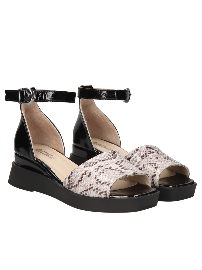 Black and white sandals Erika, Sandals, HB0118-01, Konopka Shoes