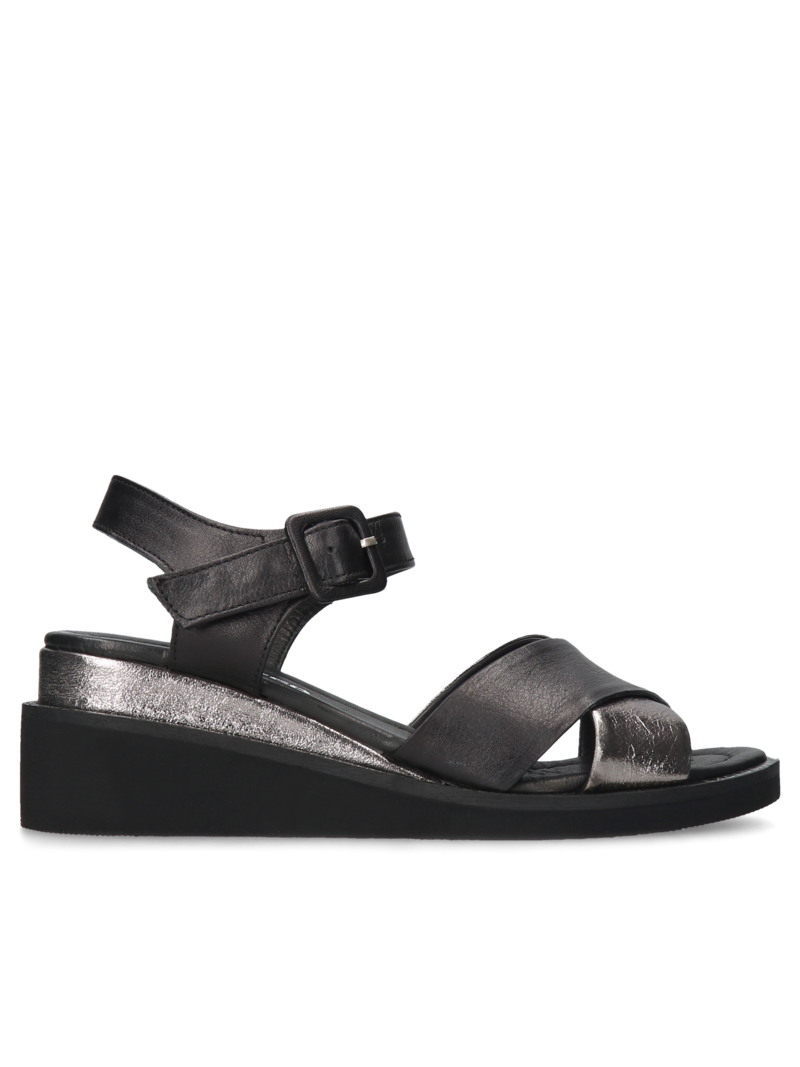 Black and silver sandals Ismena, Artiker, Konopka Shoes
