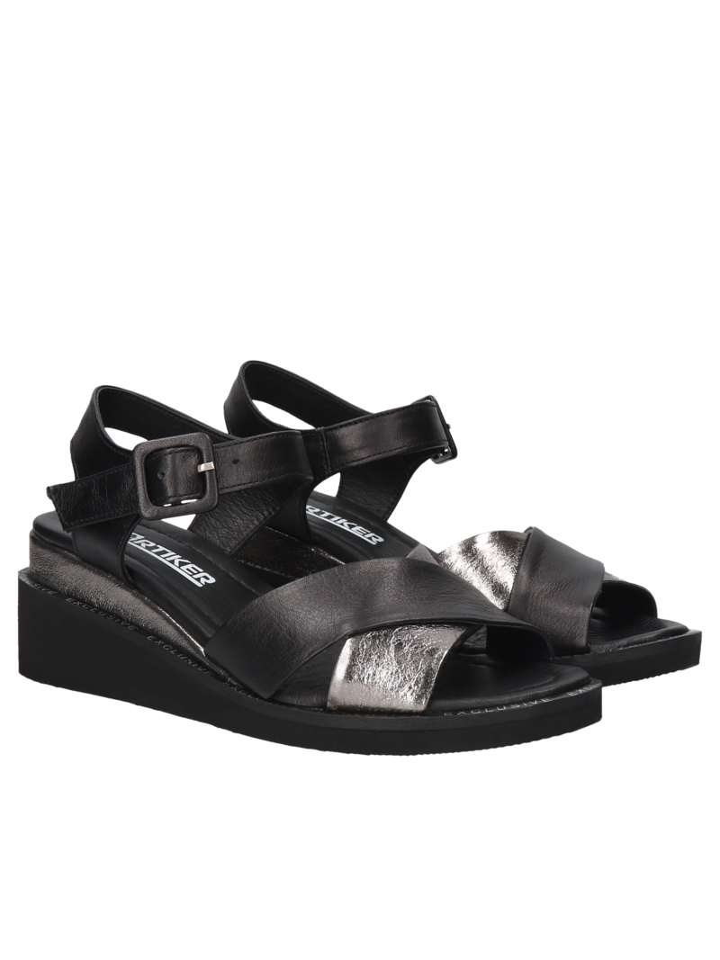 Black and silver sandals Ismena, Artiker, Konopka Shoes