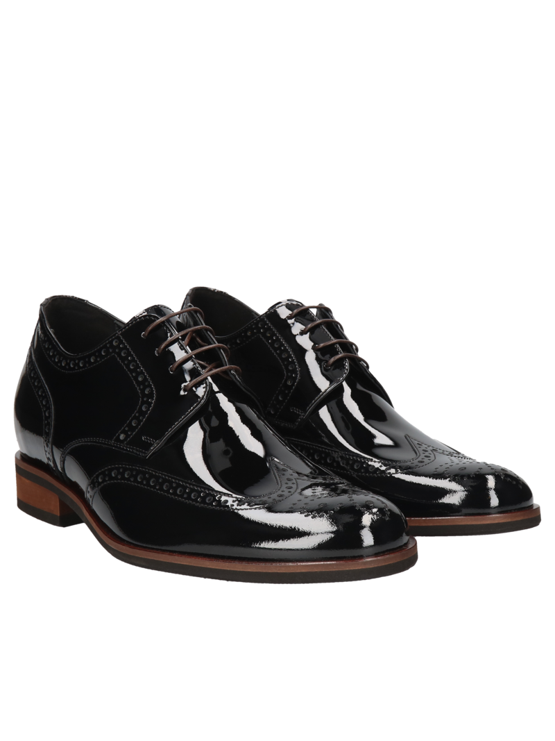 Black elegant elevator shoes, Derby, Conhpol - Polish production, CH6285-01, Konopka Shoes