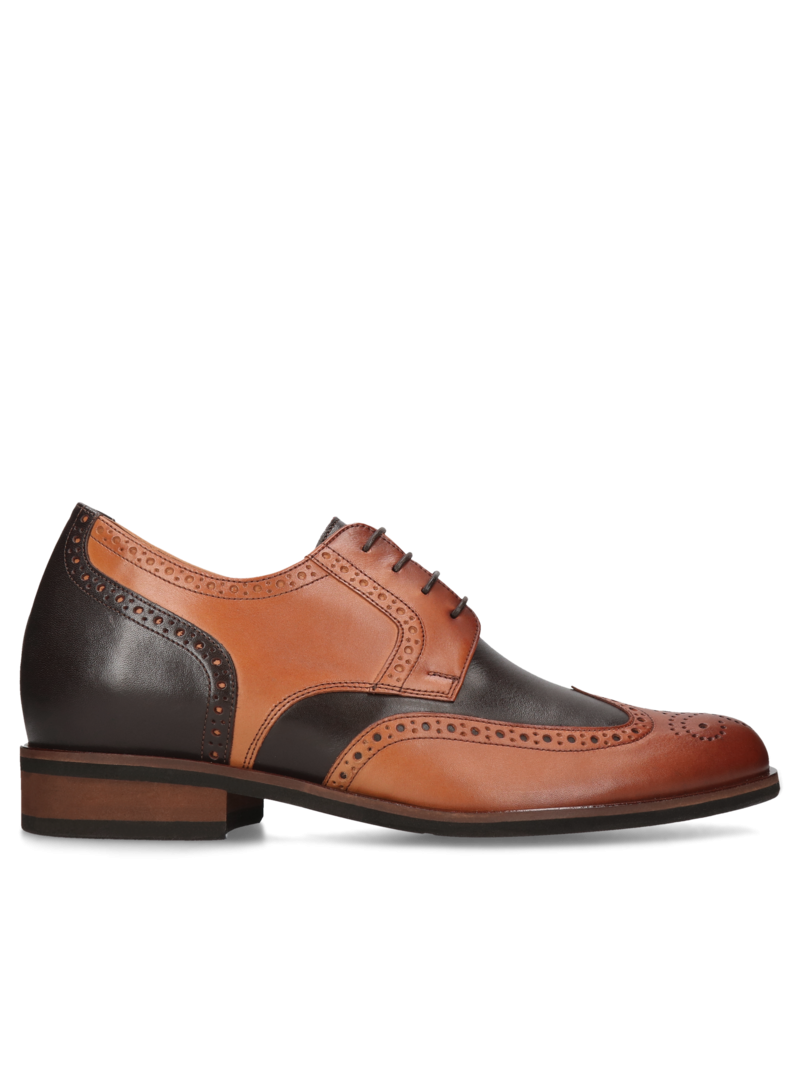Brown elevator shoes Bruce +7 cm, Conhpol - Polish production, derby, CH6289-01, Konopka Shoes