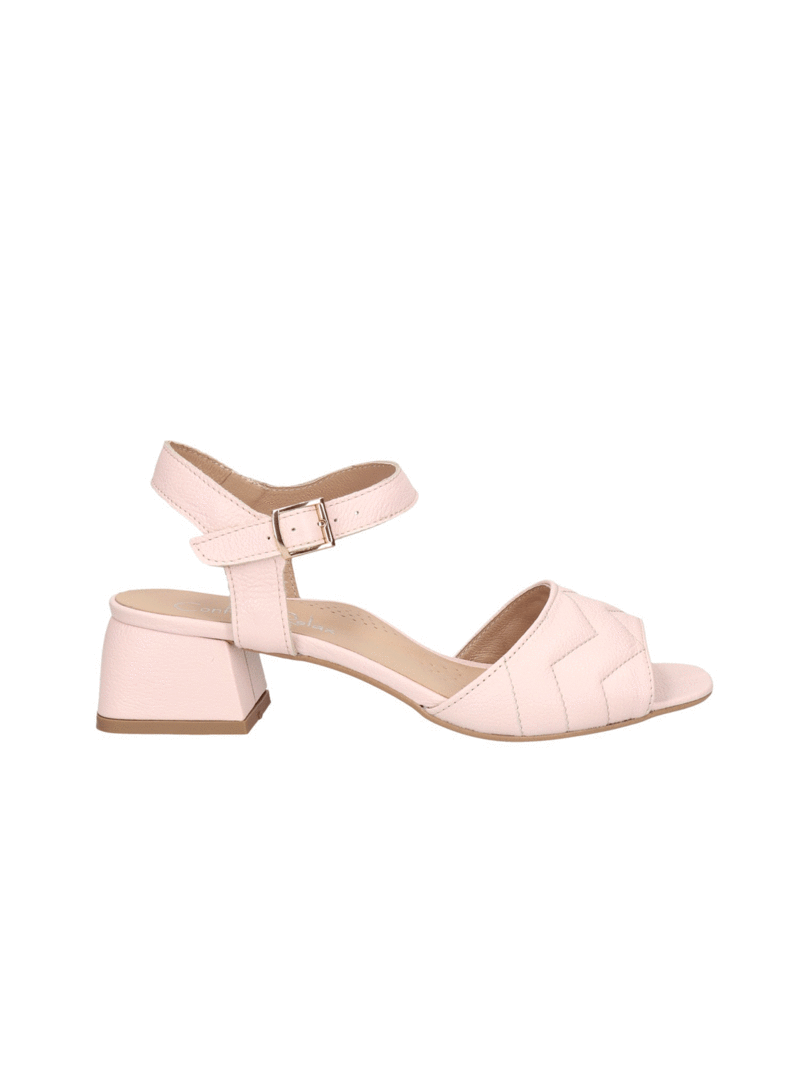 Powder pink ladies' sandals in full grain leather, Konopka Shoes