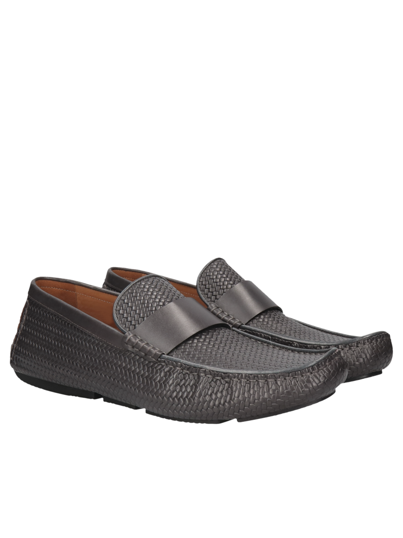 Grey moccasins Julian, Conhpol - Polish production, CE6227-13, Moccasins and Loafers, Konopka Shoes