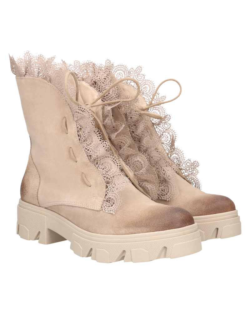 Beige boots Ala, Biker & worker boots, DU0008-01, Konopka Shoes