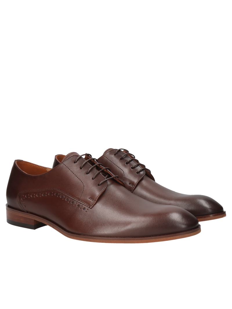 Brown shoes Kevin, Conhpol - Polish production, Derby, CE6298-01, Konopka Shoes